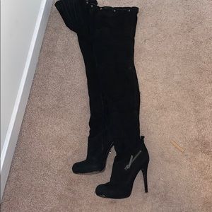 Black Suede Thigh High Boots